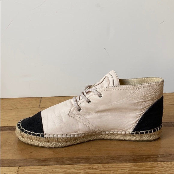 CHANEL Pink Leather Lace Up Espadrilles Sneakers - Picture 3 of 9